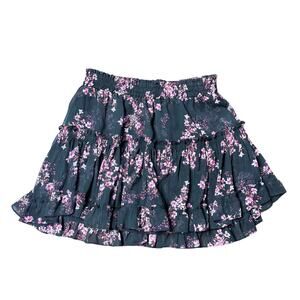 Misa Los Angeles Marion Black Floral Mini Skirt S